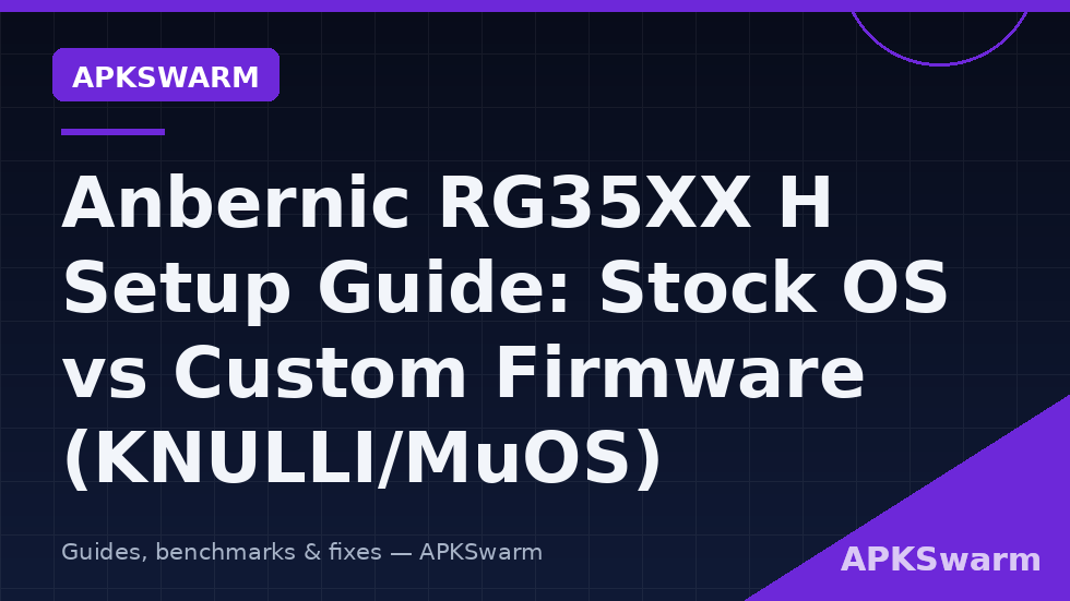 Anbernic RG35XX H horizontal handheld beside microSD cards — anbernic rg35xx h custom firmware setup with KNULLI and muOS