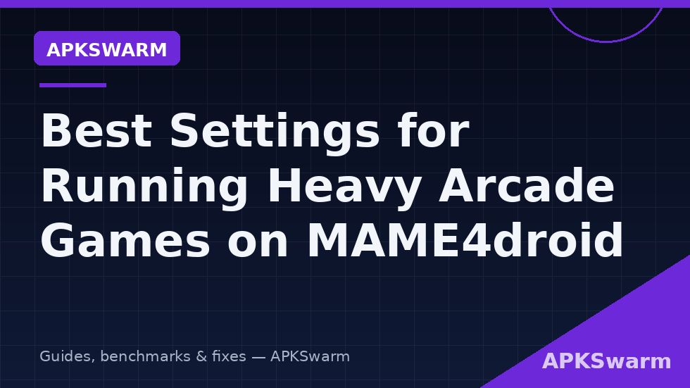 Android phone running MAME4droid with arcade game settings for video, audio, and controls visible
