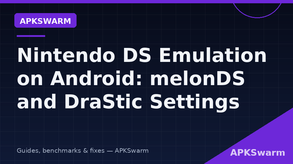 Android phone running a Nintendo DS emulator showing dual-screen layout with melonDS graphics and screen settings
