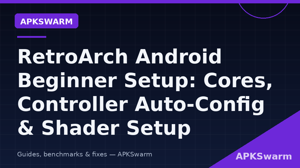 RetroArch Android main menu showing Load Core, playlists and controller settings for a beginner setup