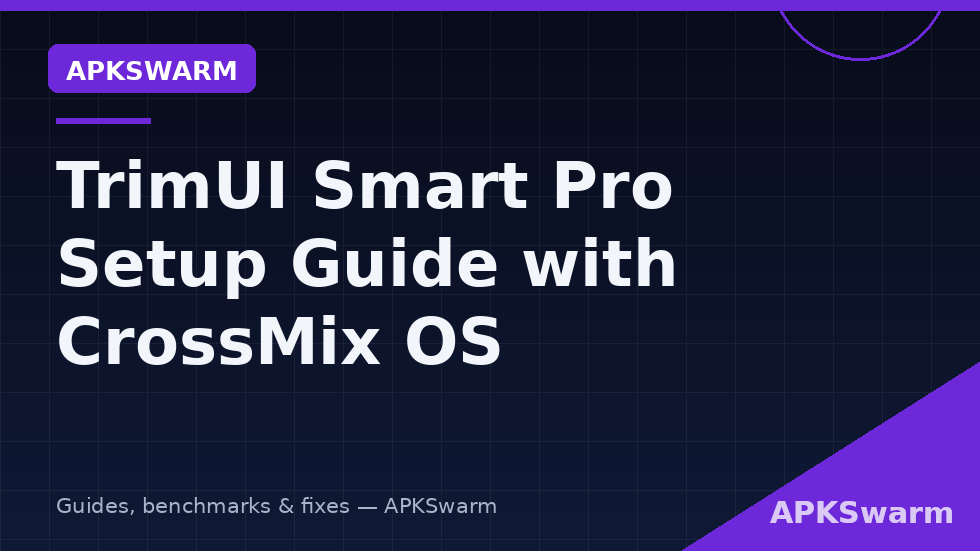TrimUI Smart Pro handheld running CrossMix OS — trimui smart pro setup crossmix installation complete